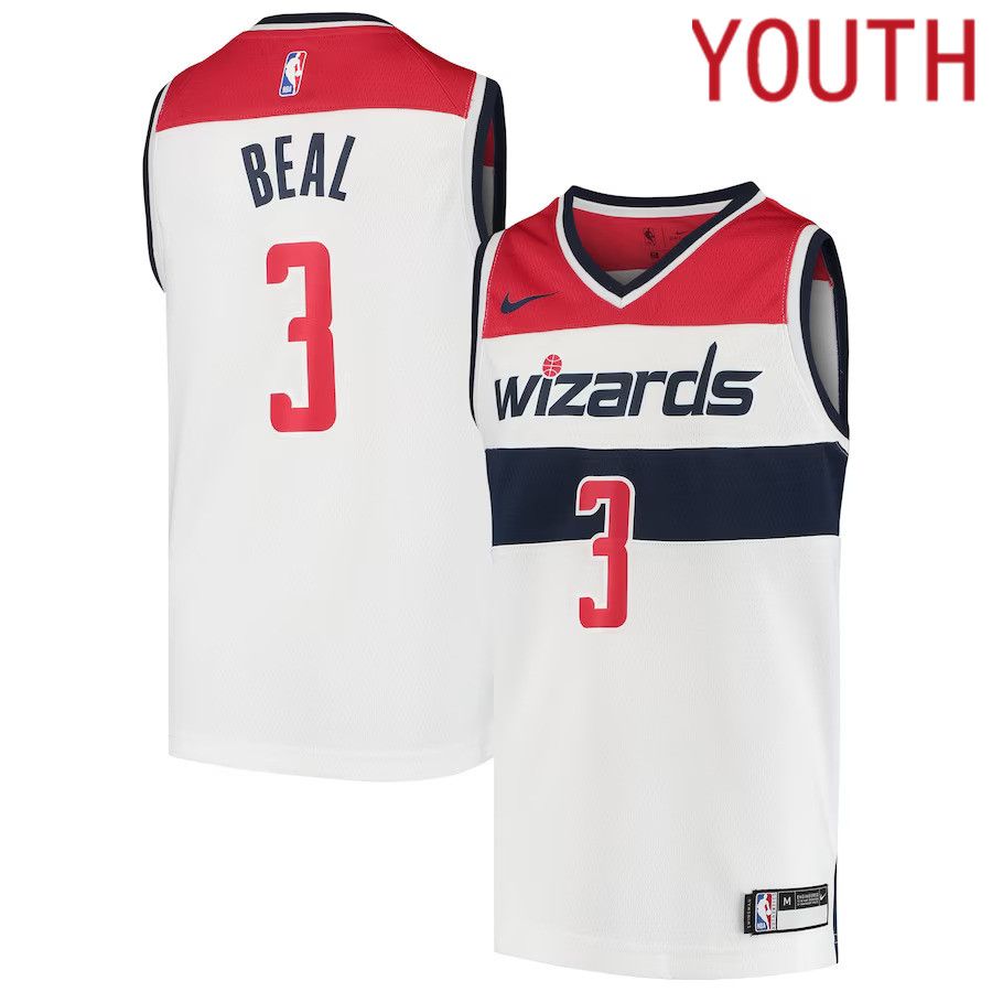 Youth Washington Wizards 3 Bradley Beal Nike White Swingman NBA Jersey